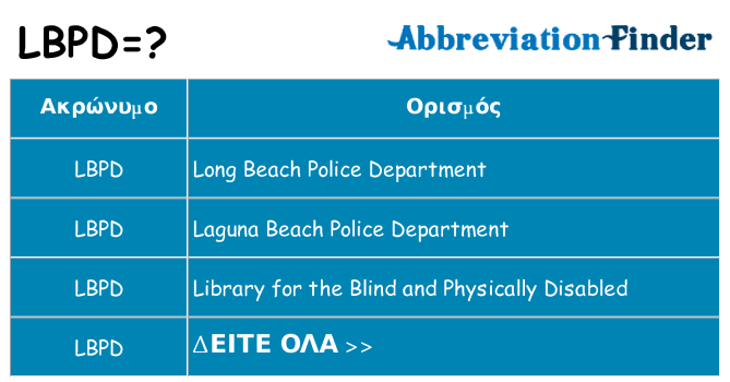 Τι σημαίνει lbpd ηρεμήσει