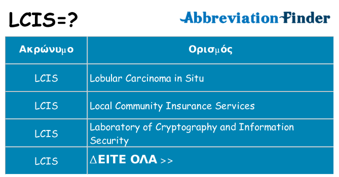 Τι σημαίνει lcis ηρεμήσει