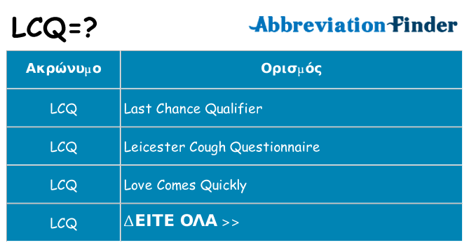 Τι σημαίνει lcq ηρεμήσει