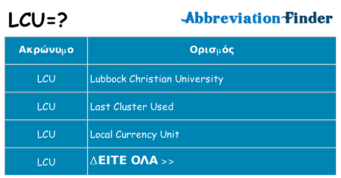 Τι σημαίνει lcu ηρεμήσει