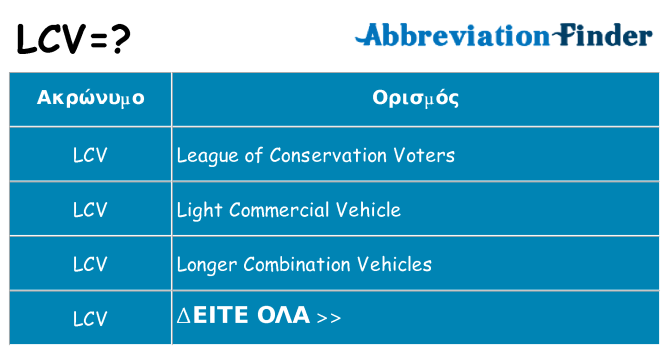 Τι σημαίνει lcv ηρεμήσει