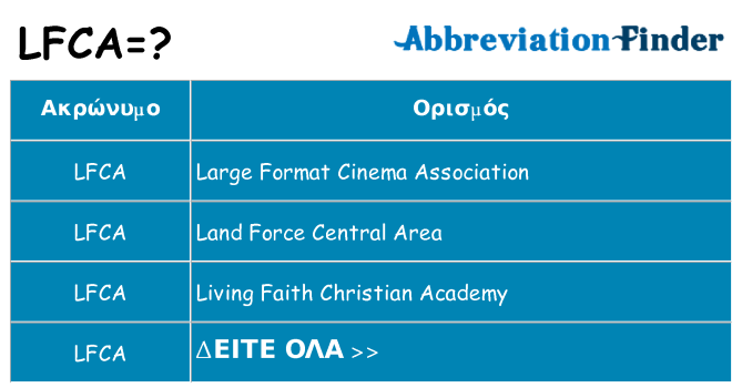 Τι σημαίνει lfca ηρεμήσει