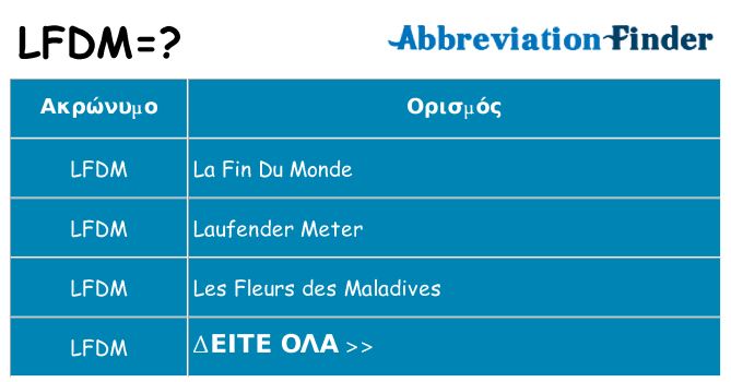 Τι σημαίνει lfdm ηρεμήσει