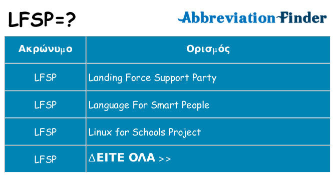Τι σημαίνει lfsp ηρεμήσει