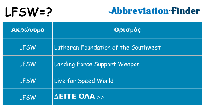 Τι σημαίνει lfsw ηρεμήσει