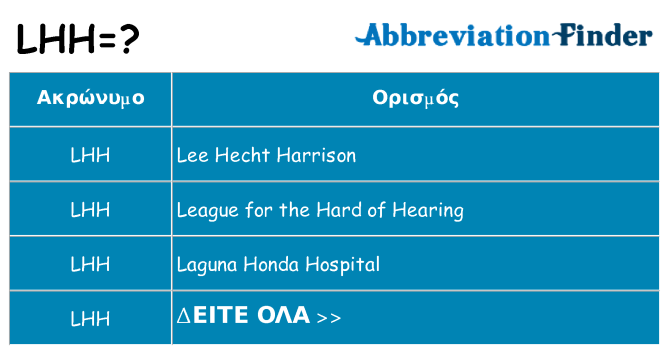 Τι σημαίνει lhh ηρεμήσει
