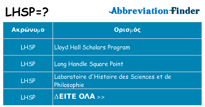 Τι σημαίνει lhsp ηρεμήσει
