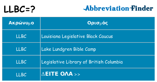 Τι σημαίνει llbc ηρεμήσει