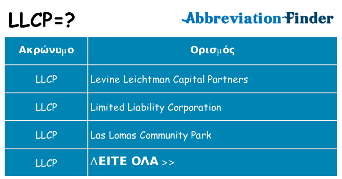 Τι σημαίνει llcp ηρεμήσει