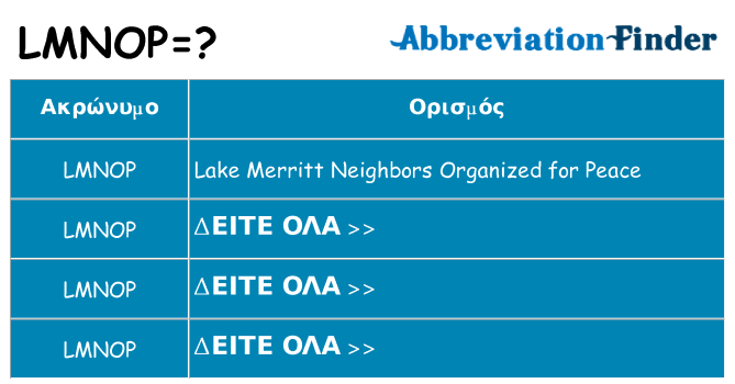 Τι σημαίνει lmnop ηρεμήσει