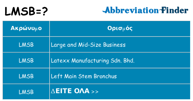 Τι σημαίνει lmsb ηρεμήσει