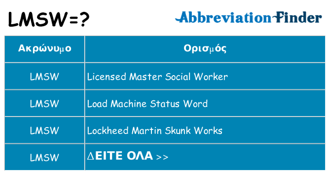 Τι σημαίνει lmsw ηρεμήσει