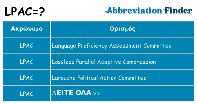 Τι σημαίνει lpac ηρεμήσει
