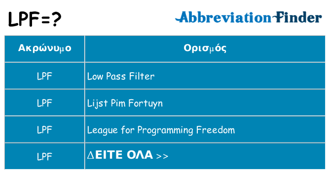 Τι σημαίνει lpf ηρεμήσει