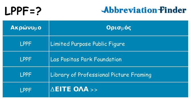 Τι σημαίνει lppf ηρεμήσει