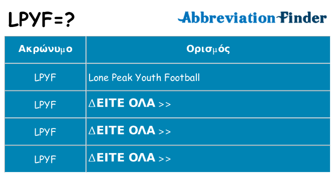 Τι σημαίνει lpyf ηρεμήσει