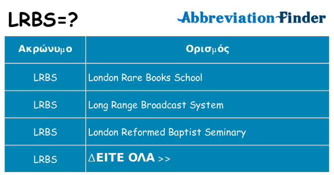 Τι σημαίνει lrbs ηρεμήσει