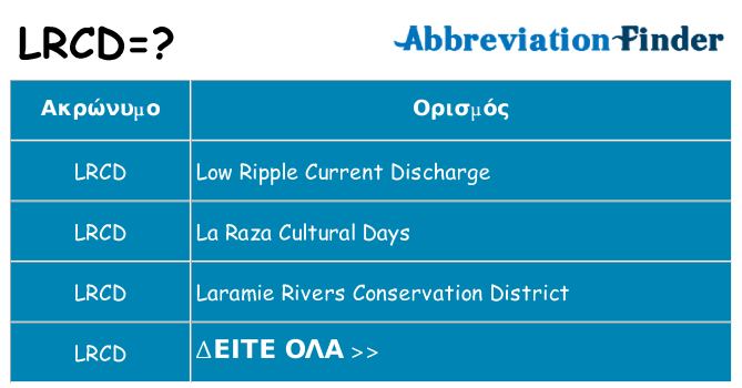 Τι σημαίνει lrcd ηρεμήσει