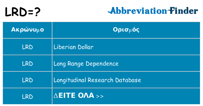 Τι σημαίνει lrd ηρεμήσει