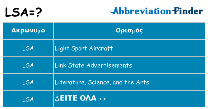 Τι σημαίνει lsa ηρεμήσει
