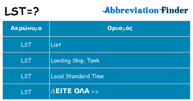 Τι σημαίνει lst ηρεμήσει