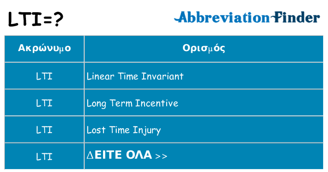 Τι σημαίνει lti ηρεμήσει