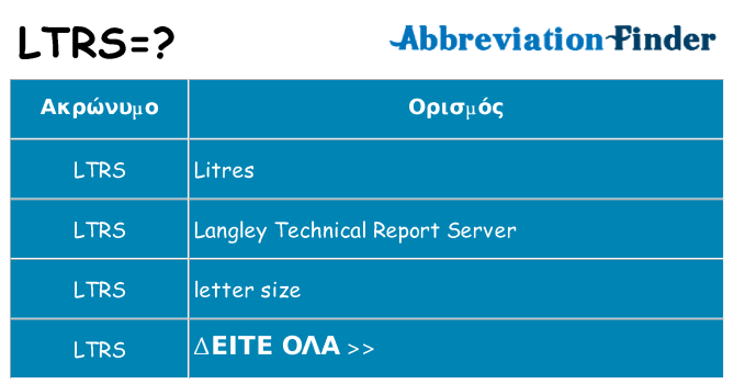 Τι σημαίνει ltrs ηρεμήσει