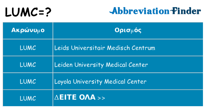 Τι σημαίνει lumc ηρεμήσει