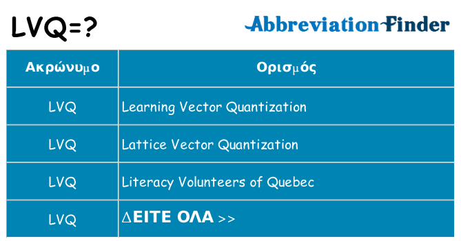 Τι σημαίνει lvq ηρεμήσει