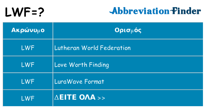 Τι σημαίνει lwf ηρεμήσει
