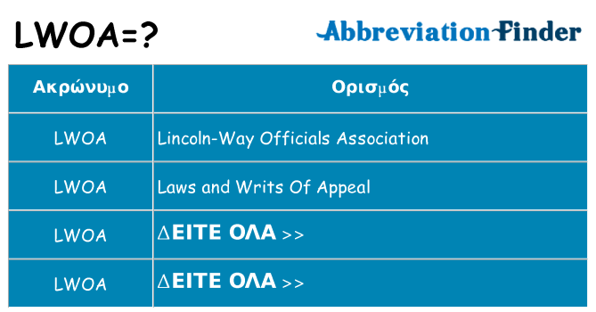 Τι σημαίνει lwoa ηρεμήσει