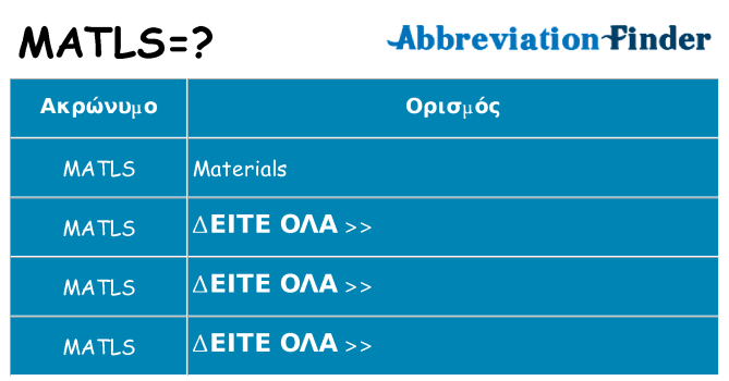 Τι σημαίνει matls ηρεμήσει