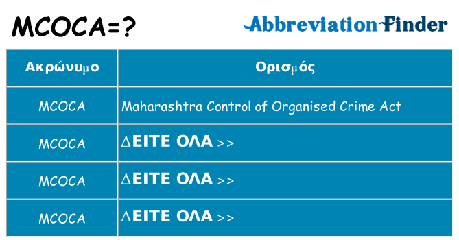 Τι σημαίνει mcoca ηρεμήσει