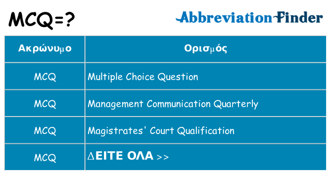 Τι σημαίνει mcq ηρεμήσει