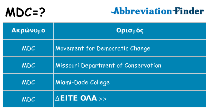 Τι σημαίνει mdc ηρεμήσει
