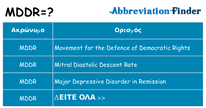 Τι σημαίνει mddr ηρεμήσει