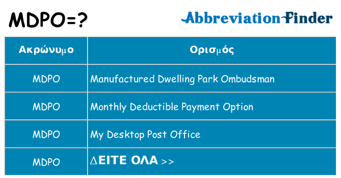 Τι σημαίνει mdpo ηρεμήσει