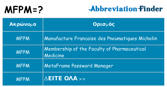 Τι σημαίνει mfpm ηρεμήσει