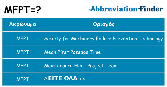 Τι σημαίνει mfpt ηρεμήσει