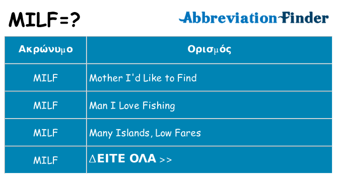 Τι σημαίνει milf ηρεμήσει