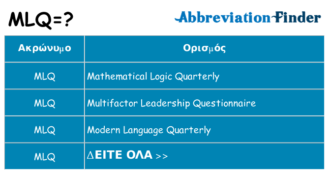 Τι σημαίνει mlq ηρεμήσει