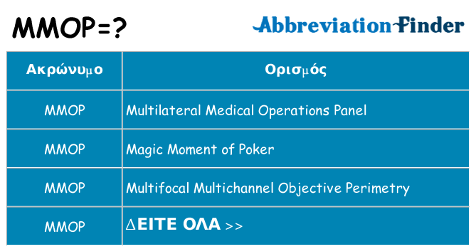 Τι σημαίνει mmop ηρεμήσει