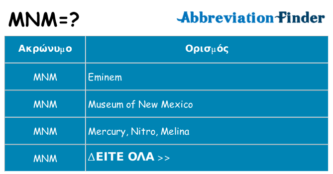 Τι σημαίνει mnm ηρεμήσει