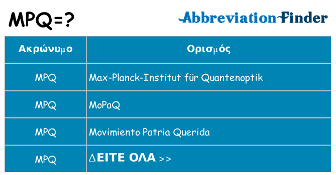 Τι σημαίνει mpq ηρεμήσει
