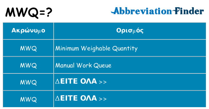 Τι σημαίνει mwq ηρεμήσει