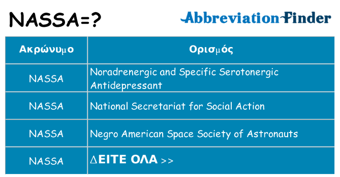 Τι σημαίνει nassa ηρεμήσει