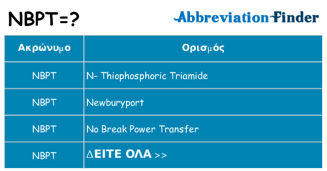 Τι σημαίνει nbpt ηρεμήσει