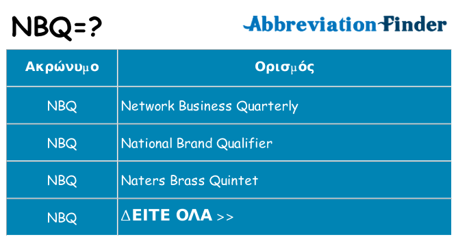 Τι σημαίνει nbq ηρεμήσει