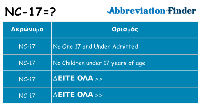 Τι σημαίνει nc-17 ηρεμήσει