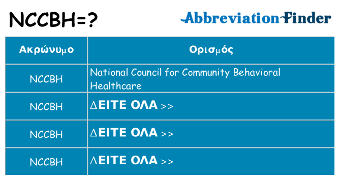 Τι σημαίνει nccbh ηρεμήσει